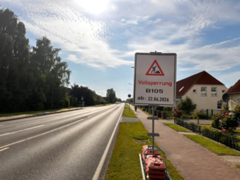 Vollsperrung auf B105 bei Sievershagen wird aufgehoben