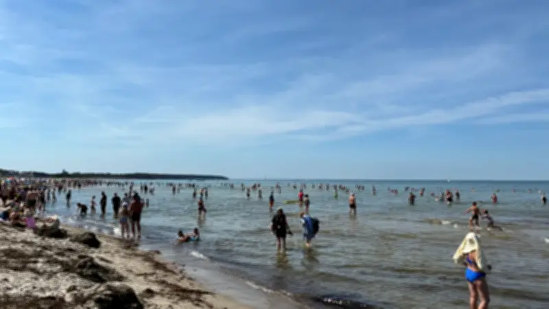 Blaualgen-Warnung an der Ostsee: Badegäste in Warnemünde unbeeindruckt