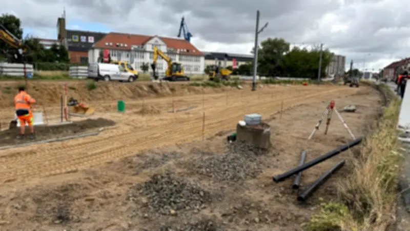 Gleisbau am Rostocker Werftdreieck dauert bis 12. September